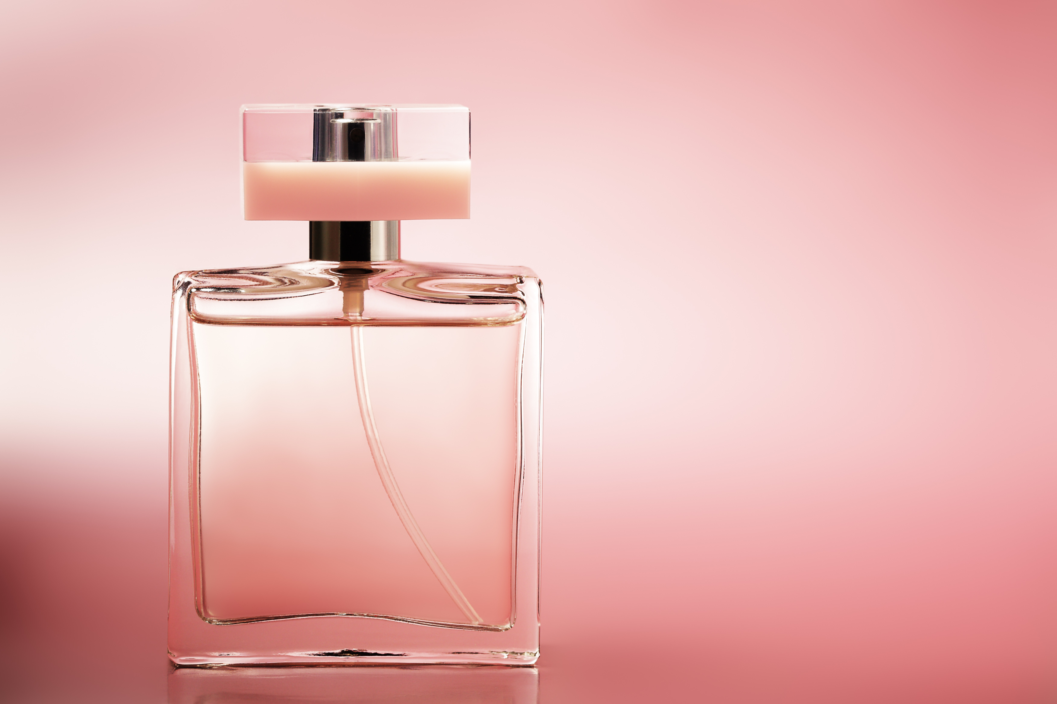 Perfume on pink background