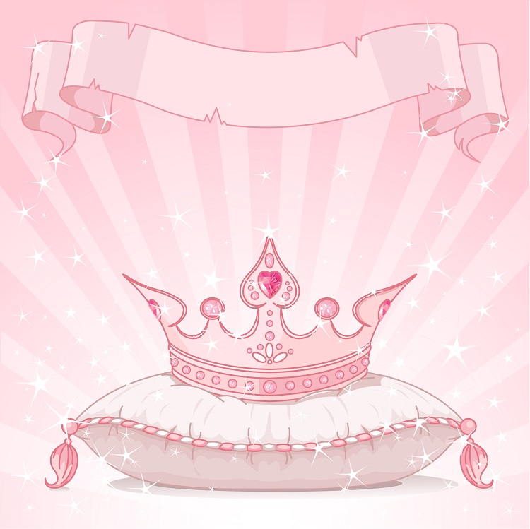 Shiny background with Princess crown on pink pillow